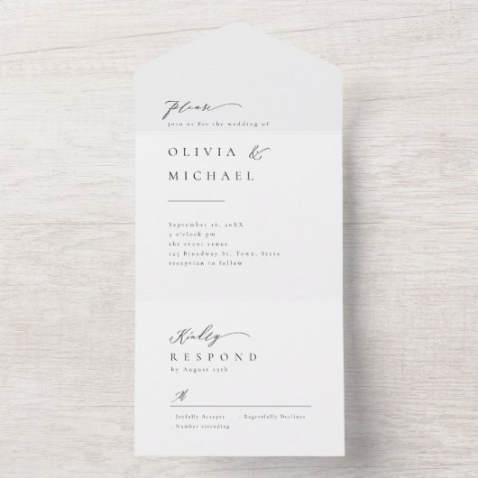 単にエレガントタイポグラフィモダン結婚の オールインワン招待状 (内側)