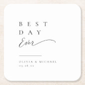 単にエレガントタイポグラフィモダン結婚の スクエアペーパーコースター (正面)