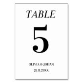 単にエレガントタイポグラフィモダン結婚の テーブルナンバー (裏面)
