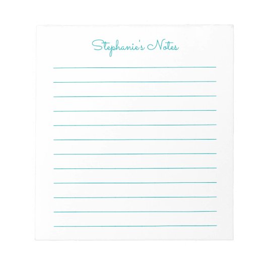 単にエレガントティール（緑がかった色）並みパーソナライズされたメモ帳 ノートパッド (正面)