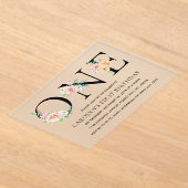 単にエレガントフローラワンバースデーパーティー アクリル招待状 (レイダウン)