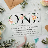 単にエレガントフローラワンバースデーパーティー アクリル招待状