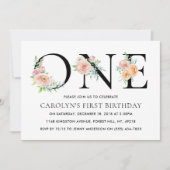 単にエレガントフローラワンバースデーパーティー 招待状 (正面)