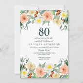 単にエレガントフローラ任意の年齢の誕生日パーティー 招待状 (正面)