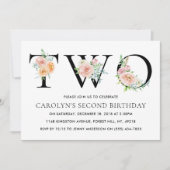 単にエレガントフローラ2番目の誕生日パーティー 招待状 (正面)