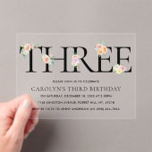 単にエレガントフローラ3歳の誕生日 アクリル招待状 (インサイチュ (ポータブル))