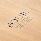 単にエレガントフローラ4歳の誕生日 アクリル招待状 (レイダウン)