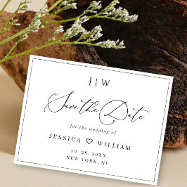 単にエレガントミニマルな結婚式の日付を保存 ポストカード