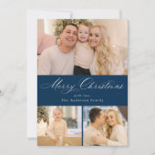 単にエレガントメリークリスマススクリプト海軍4写真 シーズンカード (正面)