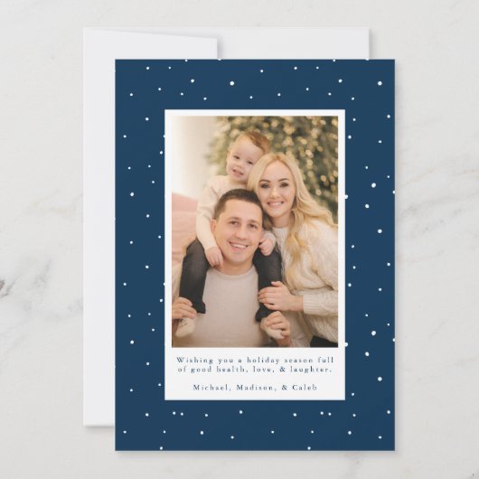 単にエレガントメリークリスマススクリプト海軍4写真 シーズンカード (裏面)