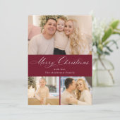 単にエレガントメリークリスマスBurgundy 4写真 シーズンカード (スタンド正面)
