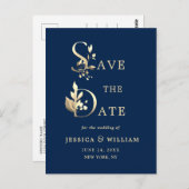 単にエレガントユーカリ結婚式の日付を保存 ポストカード (正面/裏面)