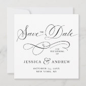 単にエレガントレタリング結婚式の日付を保存 セーブザデート (正面)