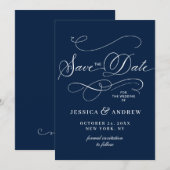 単にエレガントレタリング結婚式の日付を保存 セーブザデート (正面/裏面)