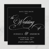 単にエレガントレタリング結婚式の日付を保存 セーブザデート (正面/裏面)