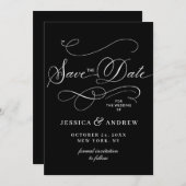 単にエレガントレタリング結婚式の日付を保存 セーブザデート (正面/裏面)