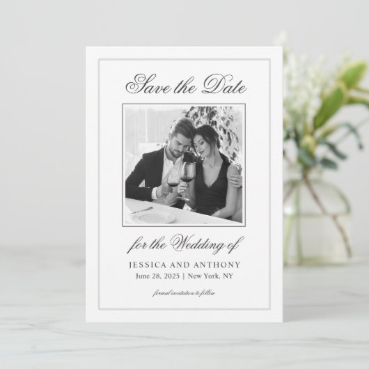 単にエレガント不倫の写真の日付カードを保存 セーブザデート (スタンド正面)