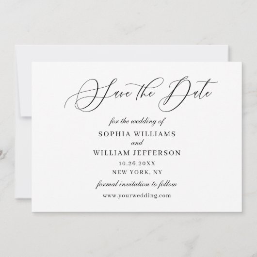 単にエレガント写真の結婚3枚の写真シンプルモダン セーブザデート (裏面)