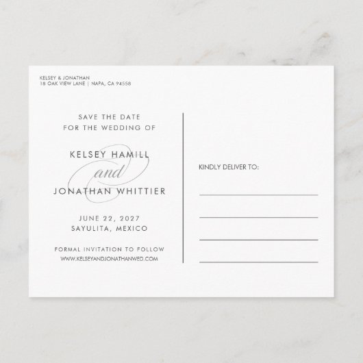 単にエレガント写真数々の日付を保存 案内ポストカード (裏面)