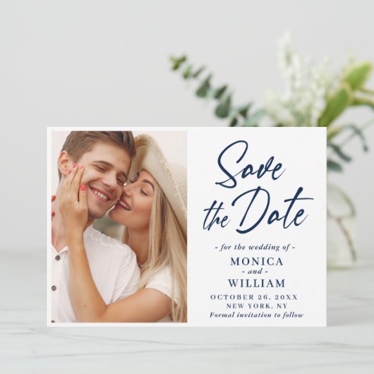単にエレガント写真結婚のシンプルモダン セーブザデート (スタンド正面)