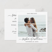 単にエレガント写真結婚のハートシンプルモダン セーブザデート (正面/裏面)