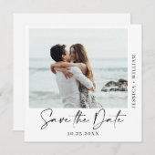 単にエレガント写真結婚のハートシンプルモダン セーブザデート (正面/裏面)
