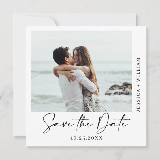 単にエレガント写真結婚のハートシンプルモダン セーブザデート (正面)