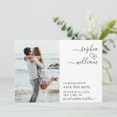 単にエレガント写真結婚のハートシンプル モダン セーブザデート (スタンド正面)