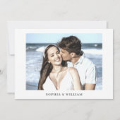 単にエレガント写真結婚のハートシンプル モダン セーブザデート (裏面)