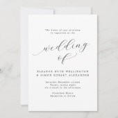 単にエレガント白黒の書道結婚の 招待状 (正面)