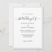 単にエレガント白黒ミニマル結婚リスト 招待状 (正面)