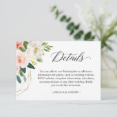 単にエレガント赤面ピンクのフローラの結婚詳細 エンクロージャーカード (スタンド正面)