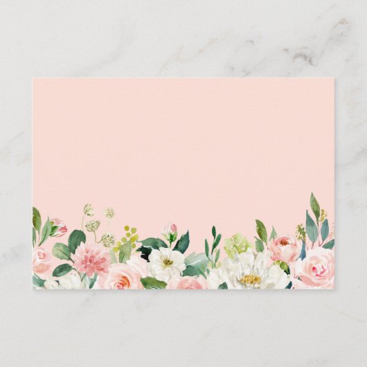 単にエレガント赤面ピンクのフローラの結婚詳細 エンクロージャーカード (裏面)