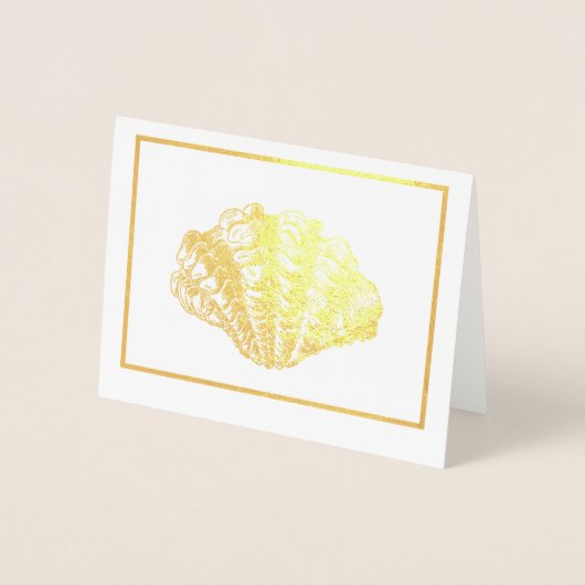 単にエレガント金ゴールドまたはシルバーシーシェルオーナメント 箔カード (正面)