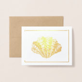 単にエレガント金ゴールドまたはシルバーシーシェルオーナメント 箔カード (封筒付き正面)