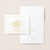 単にエレガント金ゴールドまたは銀オーナメントフォイルRSVP 箔カード (ディスプレー)