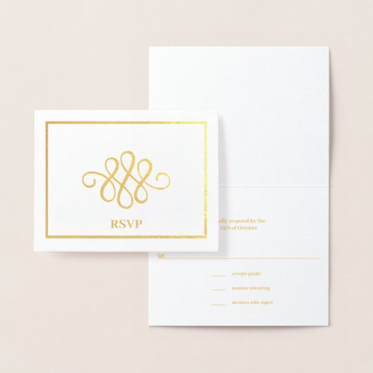 単にエレガント金ゴールドまたは銀オーナメントフォイルRSVP 箔カード (ディスプレー)