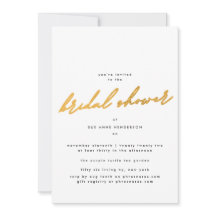 単にエレガント金ゴールドブライダルシャワー招待