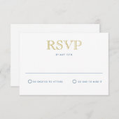 単にエレガント金ゴールド伝統的はがきRSVPカード 招待状 (正面/裏面)