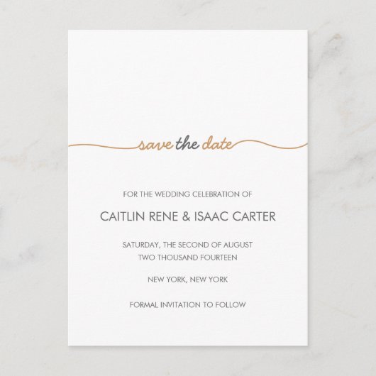 単にエレガント金ゴールド日付を保存 案内ポストカード (正面)