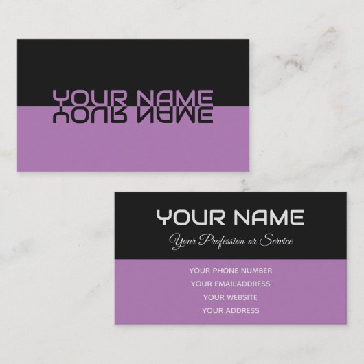 単にエレガント黒と紫の反射名 名刺 (正面/裏面)