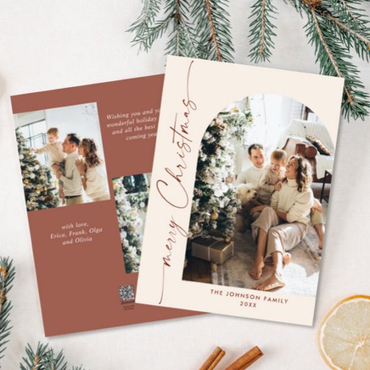 単にエレガント3スタイリッシュ枚の写真クリスマスグリーティング シーズンカード