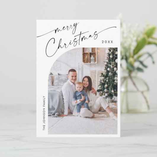 単にエレガント5スタイリッシュ写真クリスマスグリーティング シーズンカード (スタンド正面)