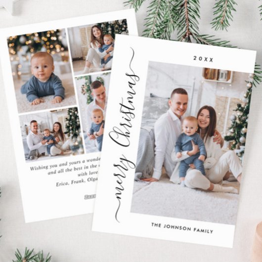 単にエレガント5スタイリッシュ写真クリスマスグリーティング シーズンカード
