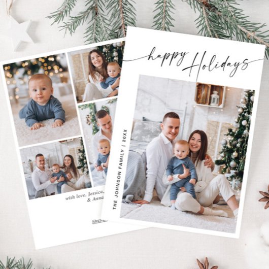 単にエレガント5スタイリッシュ写真クリスマスグリーティング シーズンカード