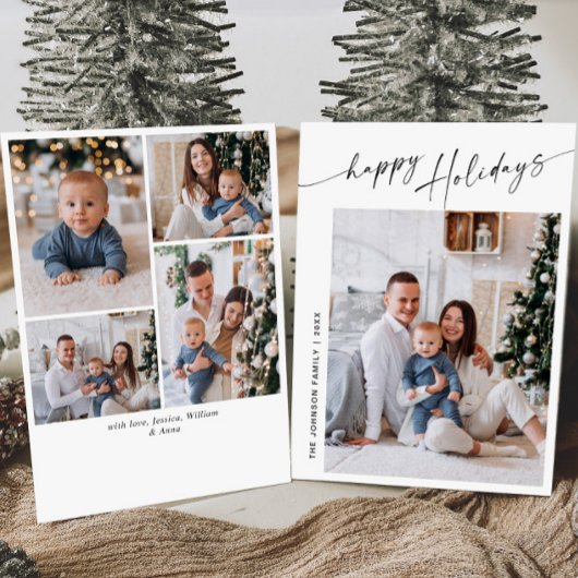 単にエレガント5スタイリッシュ写真クリスマスグリーティング シーズンカード