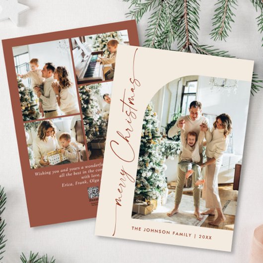 単にエレガント5スタイリッシュ写真クリスマスグリーティング シーズンカード