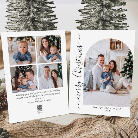 単にエレガント5スタイリッシュ写真クリスマスグリーティング シーズンカード