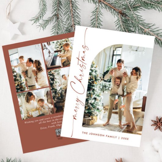 単にエレガント5スタイリッシュ写真クリスマスグリーティング シーズンカード