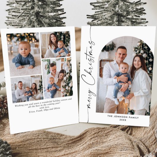 単にエレガント5スタイリッシュ写真クリスマスグリーティング シーズンカード